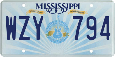 MS license plate WZY794