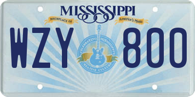 MS license plate WZY800