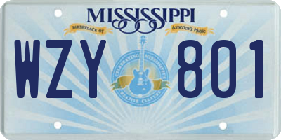 MS license plate WZY801