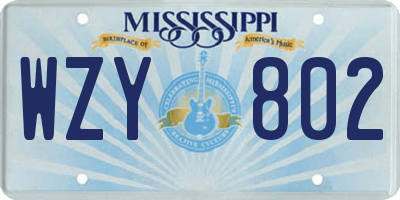 MS license plate WZY802