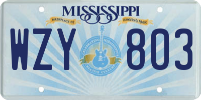 MS license plate WZY803
