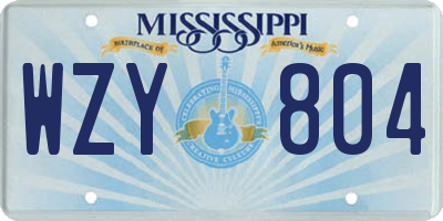 MS license plate WZY804