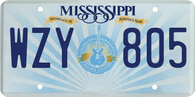 MS license plate WZY805