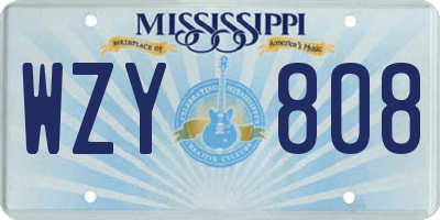 MS license plate WZY808