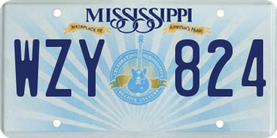 MS license plate WZY824