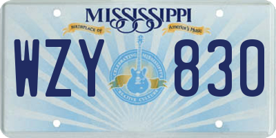MS license plate WZY830