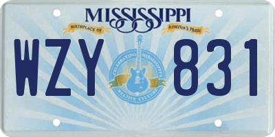 MS license plate WZY831
