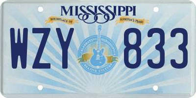 MS license plate WZY833