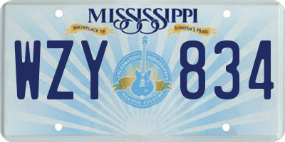 MS license plate WZY834