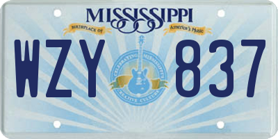 MS license plate WZY837