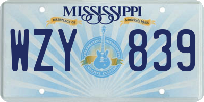 MS license plate WZY839