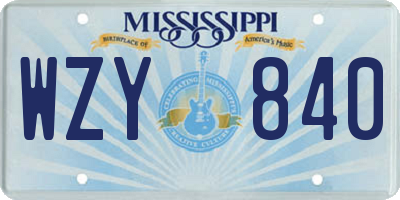 MS license plate WZY840