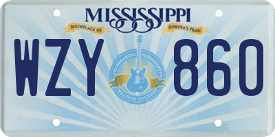 MS license plate WZY860