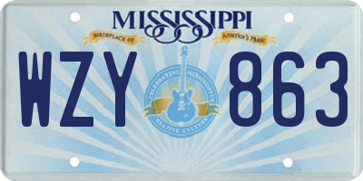 MS license plate WZY863