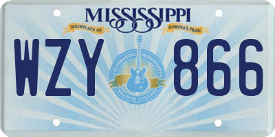 MS license plate WZY866