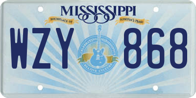 MS license plate WZY868