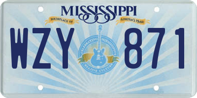 MS license plate WZY871