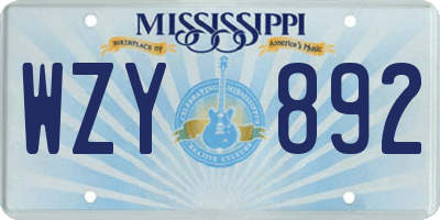 MS license plate WZY892