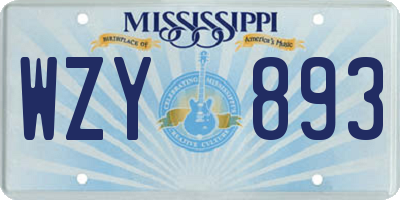 MS license plate WZY893