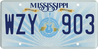 MS license plate WZY903