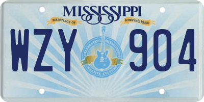 MS license plate WZY904