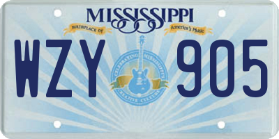 MS license plate WZY905