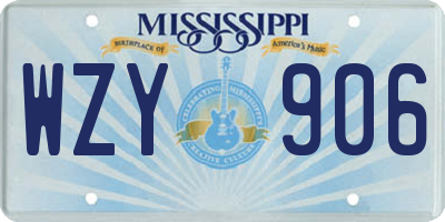 MS license plate WZY906