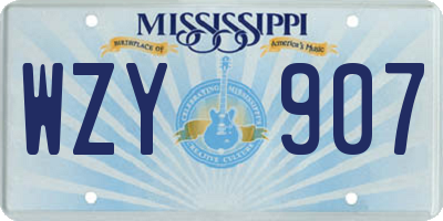 MS license plate WZY907