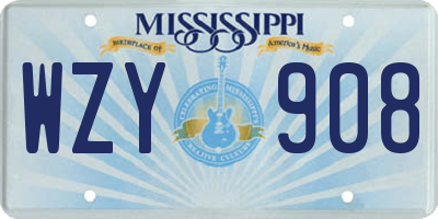 MS license plate WZY908