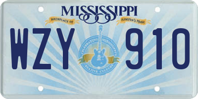 MS license plate WZY910