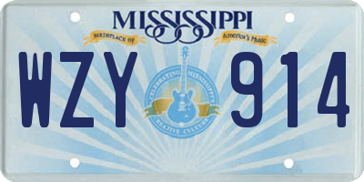 MS license plate WZY914