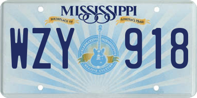MS license plate WZY918