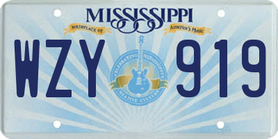 MS license plate WZY919