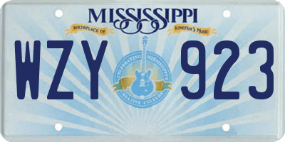 MS license plate WZY923