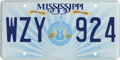 MS license plate WZY924