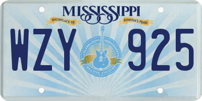 MS license plate WZY925