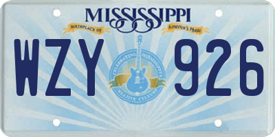 MS license plate WZY926