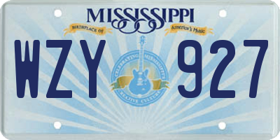 MS license plate WZY927