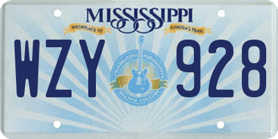 MS license plate WZY928