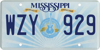 MS license plate WZY929