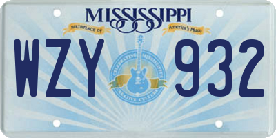 MS license plate WZY932