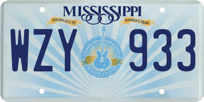 MS license plate WZY933
