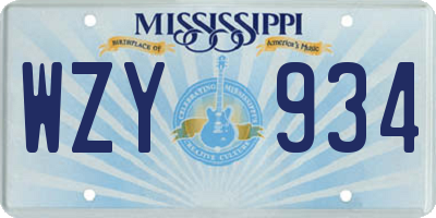 MS license plate WZY934