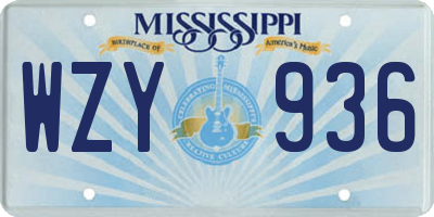 MS license plate WZY936