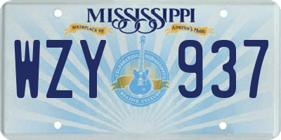 MS license plate WZY937