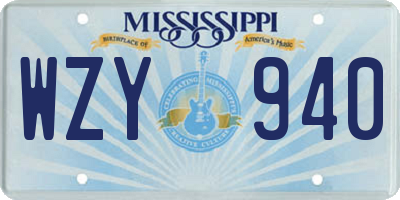 MS license plate WZY940