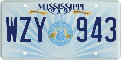 MS license plate WZY943