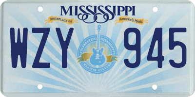 MS license plate WZY945
