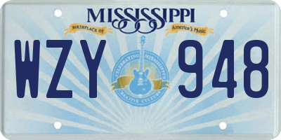 MS license plate WZY948