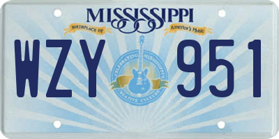 MS license plate WZY951